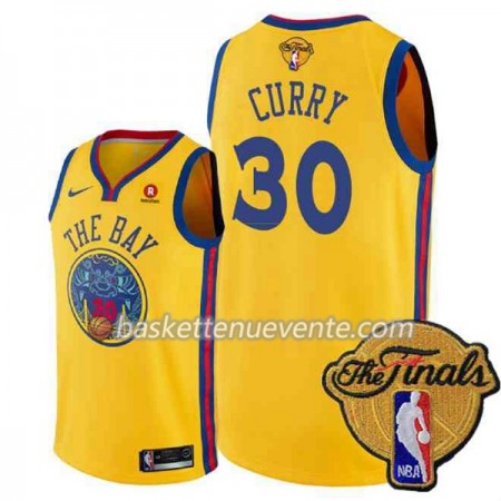 Maillot Basket Golden State Warriors Stephen Curry 30 2018 NBA Finals Jaune Nike City Edition Swingman - Homme